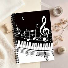 Piano Keys And Musical Notes Spiral Bound Notebook - Black And White Treble Clef Staff Print Coil Notebook, A5 Music Style Notepad, Suitable As Stationery Gift For Music Lovers - Lined Book - View 6