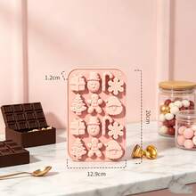3D DIY Christmas Element Baking Mold Gift Christmas Tree Candy Cane Gingerbread Man Snowman Santa Claus Shaped Candy Chocolate Mold Heat Resistant Cold Resistant Reusable - Pink - View 4
