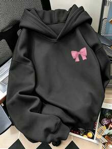 Tween Girl Fun Graphic Print Sweatshirt, Warm & Comfortable Thermal Lined Pullover Sweatshirt For Autumn/Winter - Dark Grey - View 3