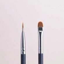 1pc Ultra-Thin Flat Round Concealer Brush, Precise Foundation Concealer Makeup Tool - Black - View 4