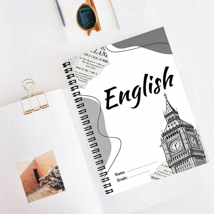 1pc British Theme Spiral Notebook - College Ruled Journal, Big Ben Design, Durable Paper, Suitable For Office, School, Diary - Ideal Gift For Teachers, Students, Teacher Gift, School Supplies, Classic Design, Premium Paper Material - Lined Book - View 1