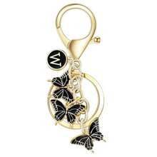 1pc Butterfly Letter Elegant Iron Alloy Keychain Pendant Accessory Winter Pink Black 26 English Letters - Black - View 28