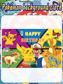 asmodee Pokemon Themed Birthday Backdrop, With Multiple Patterns To Choose From. Suitable For Pikachu For Halloween, Christmas, Holidays, And Everyday Party Photo Backgrounds. Hanging Banners For Setup. - Multicolor - View 7