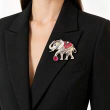 Women's Vintage Elephant Brooch, Enamel Rhinestone Elephant Pin, Jewelry Gift - Multicolor - View 1