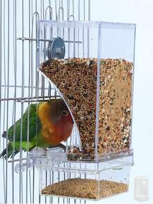 Norchen Birdcage Automatic Bird Feeder With Perch, Acrylic Transparent Seed/Food Container, Suitable For Small And Medium Parrots, Lovebirds - 1 PC Bird Feeder - View 9
