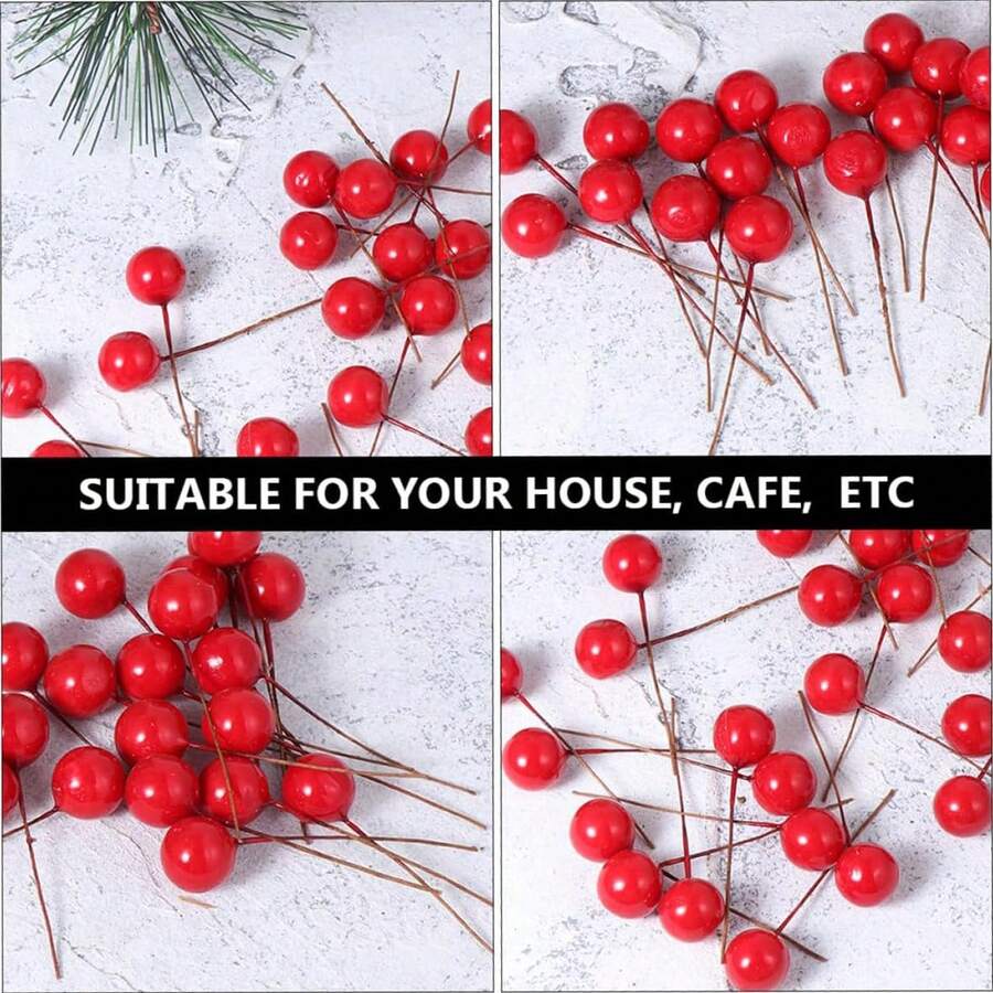 50pcs 2.36-Inch Simulated Christmas Beads, Fake Plants, Functional Wreaths, Christmas Decorations, Wedding Decorations, Home Decor, Dining Room, Bedroom, Kitchen, Room Decorations, Winter Decorations, Christmas Decorations - Red - View 1