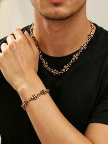 1pc Vintage Punk Style Hip Hop Cross Pendant Necklace For Men, Suitable For Daily Wear, Party, Gathering, Date, Versatile Outfit Accessory, Holiday Gift For Men - Antique Silver - View 7