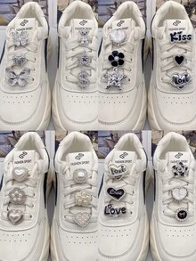 6PCS Shiny Rhinestone Butterfly Lips Star Shoelace Charms DIY Accessories Bling Heart Bear Women Sneakers Boots Decoration Buckles Removable Shoe Clip - Multicolor - View 10