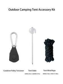 3PCS.6PCS. Outdoor Camping Tent Accessories Kit Adjustable Guy Rope + Ground Stakes + Hooks + Pulley Tensioner - Multicolor - View 14