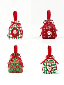 1pc Christmas Themed Velvet Drawstring Gift Bag, Suitable For Reusable Candy Storage, Holiday Season Gift Packaging, Also Can Be Used As Party Favor, Jewelry Storage Bag Or Wedding Gift, Suitable For New Year Party - Multicolor - View 10