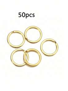 10/20/30/50/100pcs Polished Silver Stainless Steel Round Hole Flat Key Rings Keychains Rhodium Plated Round Split Key Rings DIY Wholesale Christmas - Gold - View 17