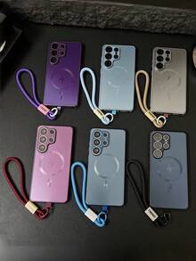 新款奢華超薄手機殼，具備散熱功能與強大磁吸力，適用 Galaxy S26/25 Ultra、S26/25 Plus、S2625、S25 Edge，相容 iPhone 18 Pro Max、17 Pro、16、15 Pro Plus，防震防摔保護，玻璃鏡頭保護防震保護殼 - 灰色附掛繩 - 查看 10