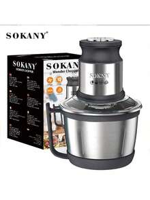 SOKANY 7027 Electric Meat Grinder, Multi-Function Food Chopper For Home Use, 3L Large Capacity, 800W High Power, 2-Speed Control, Double-Layer Blades, Stainless Steel Material, Detachable And Easy To Clean, Suitable For Meat/Garlic/Fruit - Silver - View 9