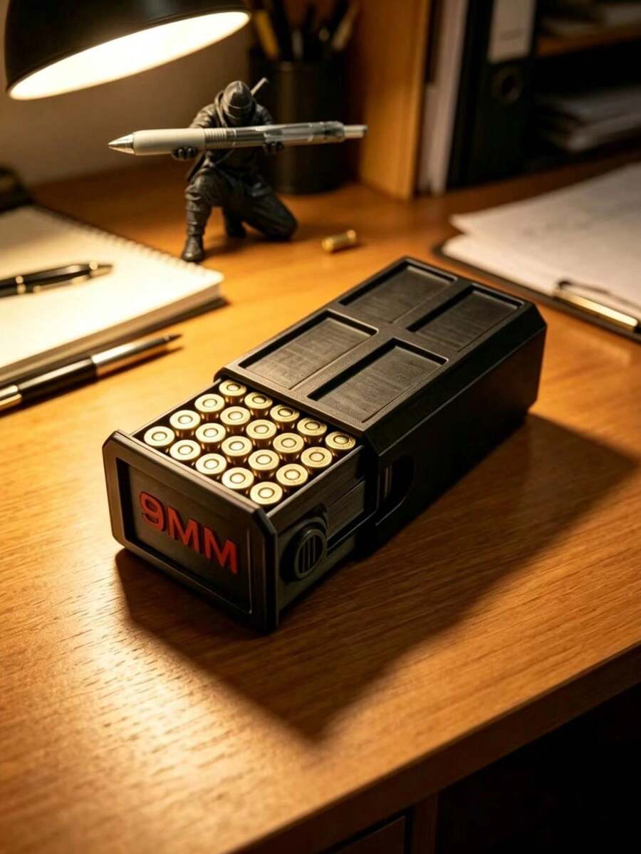 3D Printed 9mm Storage Box With A 50-Round Capacity Drawer, Essential Tactical Equipment For Shooting Practice. Smooth Drawer Operation. Desktop Hardware Organizer. - Multicolor - View 1