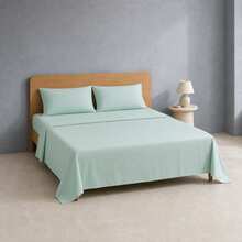 POLIGONO Sheet Sets With Pillowcases - Mint Blue - View 1