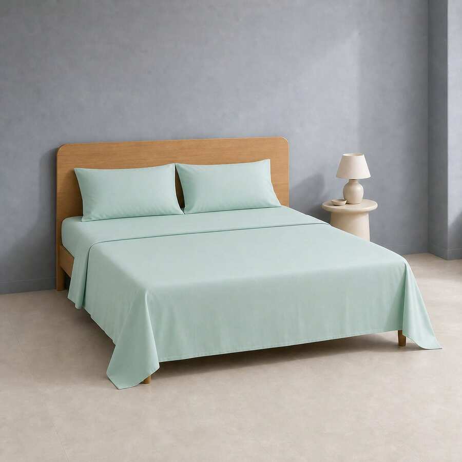 POLIGONO Sheet Sets With Pillowcases - Mint Blue - View 1