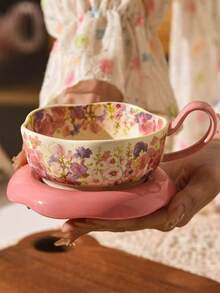 Elegant Lily Of The Valley Pattern Cup & Saucer Spoon Set, Suitable For Coffee, Afternoon Tea, Home Use, Ideal Gift For Holidays And Weddings - Multicolor - View 2