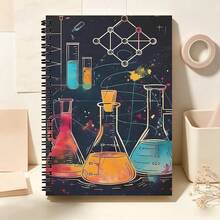 Neon Chemistry Lab Spiral Notebook, Colorful Erlenmeyer Flask Molecule Wire Bound Journal, A5 Dark Space Science Nerd Aesthetic Notepad For Student Stationery Gift - Lined Book - View 6