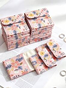 10/5/1pc New Printed Faux Leather Jewelry Bag With Snap Button - Luxury Gift Bag For Earrings, Necklaces, Bracelets And Rings Storage - Multicolor - View 1