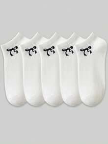 30/20/15/10/5/1 Pairs Women's Invisible Socks, White/Black/Grey, Cute, Girls Socks, Cartoon Details, Track Breathable Hole Design, Soft, Random Color - Multicolor - View 3