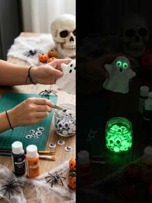 100pcs Glow-In-The-Dark Wiggle Eyes, Mixed Sizes, Self-Adhesive Plastic Movable Toy Eyes, Fluorescent Clay Craft Accessories, Easy-To-Use Handmade Parts, Practical Art DIY Supplies, Popular Seasonal Components, Suitable For Scrapbooking, Card Making, Holiday Creative Decoration Projects - Multicolor - View 8