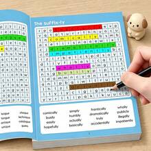Word Search Spelling Book, 32-Page Premium Word Search Puzzle Workbook, Vocabulary And Spelling Learning Activity Book, Preschool Early Education Toy, Children's Reading And Writing Learning Supplies - Blue - View 2