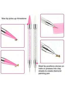 8pcs Rhinestone Tool Set With Silicone Tips, Detachable; Ideal For Picking And Applying Crystals, Diamonds, Resin Gems And Beads, Suitable For Beginners And Artists. Comes With Flat-Back Resin Rhinestones, Perfect For DIY Handmade Decoration Of Cups, Shoes And Other Items. - View 5