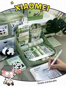 2026 New 12-Layer Partition Panda Theme Pencil Case, Extra Large Capacity Stationery Storage Bag, Ins Minimalist Highly Attractive Flap Transparent Visible Stationery Box, Complete Set Of Chinese Style Stationery Gift Set, Suitable For Teenagers Students Daily Learning And Office Use, Perfect For Self-Use Or Gifting - 12-layer Pencil Case - View 10
