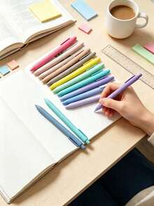 Bộ 12 bút mực trung tính, bút bấm, viết mượt, màu pastel nhẹ nhàng, văn phòng phẩm, sổ tay, đồ dùng học tập, quà tặng, thiết kế đẹp - Bộ - Xem 5