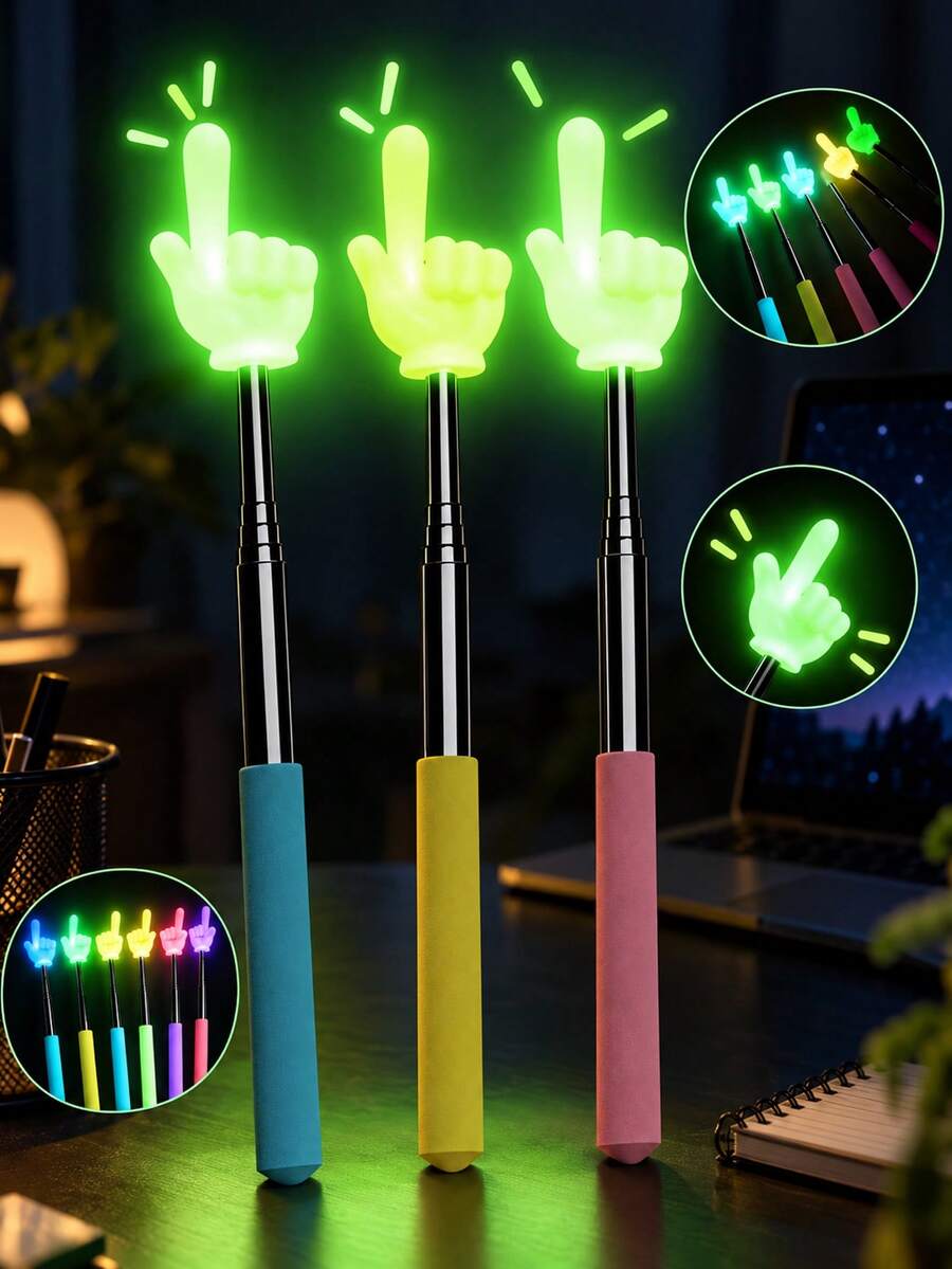 Telescopic Glow-In-The-Dark Indicator Stick - Multifunctional Telescopic Glow-In-The-Dark Teaching Pointer, Teacher Classroom Reading Pointer, Random Color (UV Charged, Visible In Dark), Suitable For Teaching Direction, Home Or Classroom Use, Gift Stationery, Student Supplies, Student Supplies, Engineering, Blackboard, Teaching Plan, Squishy, Christmas Gifts, Christmas Decorations, 1pc - Multicolor - View 1