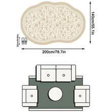 1PC Beige Khaki Botanical Floral Line Pattern French Country Vintage Rug, Fresh Elegant Style Faux Cashmere Asymmetrical Wavy Oval Shape Full Coverage Floral Vine & Diamond Wave Border Details Machine Washable Area Carpet, Suitable For Living Room Bedroom Balcony, All Season Home Decor - Multicolor - View 19
