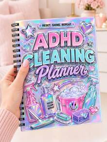 ADHD Cleaning Planner Notebook, Cute Holographic Home Cleaning Schedule Organizer, Includes Chore List, Daily And Weekly Cleaning Routine Tracker, Women's Household Task Planner, Gift For Home Organization Enthusiasts Cleaning Supplies - A - View 3