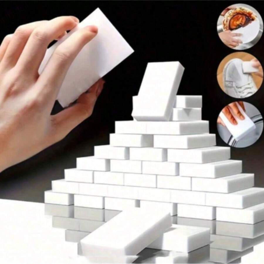 26Pcs-1pc Magic Sponge Multi-Functional Household Cleaning Sponge, Suitable For Cleaning Furniture, Bathrooms, Bathtubs, Sinks, Floors, Walls, Etc. Cleaning Supplies, Household Items, Suitable For School, Kitchen, Bathroom, Home Use