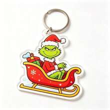 The Grinch Gantungan Kunci Akrilik Monster Hijau Natal, Liontin Dekorasi Liburan Kreatif, Gantungan Kunci Kartun - MultiWarna - View 15