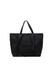 Tote Bag, Minimalist And Elegant Open-Top Design, Dual Wide Strap To Distribute Weight, Comfortable Shoulder Carry. Organized Interior Layout With Ample Storage Space To Accommodate Various Personal Items, Clean And Simple Silhouette, Suitable For Daily Outings, Commuting, And Shopping, Creating A Casual And Elegant Outfit Look. - Black - View 7