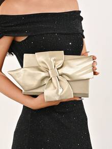 LJDCRFT Tas Clutch Malam Satin Elegan untuk Wanita dengan Tali Bahu Rantai yang Dapat Dilepas, Cocok untuk Pesta, Pernikahan, Prom, dan Acara Lainnya - Emas - View 1