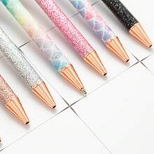 Random New Luxury Full Rhinestone Metal Ballpoint Pen, Black Ink 1.0, Shiny Metal Retractable Ballpoint Pen, Multi-Color Glitter, Shiny Black Ink Flower-Shaped Gift Pen, Suitable For Office, Company And School - Multiple Styles - View 2