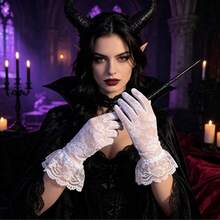 Halloween Lace Trim New Style Gloves, Witch Demon Cosplay Accessories, Sexy Seductive Lace Trim Gloves 1pc - Multicolor - View 5