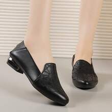 High Heel Pumps, Commuter Thick Heel Low Vamp Round Toe Lightweight Soft Sole Work Shoes, Black Comfortable Formal Shoes To Match Suits, Elegant High Heels For All Seasons - Black - View 4