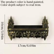 1pc Gothic Style Embossed Wall Hanging Shelf, Retro Dark Decor Wall Mounted Display Rack, Niche Art Candle & Storage Holder, 3D Printed Intricate Floral Carving, For Study, Bedroom, Entryway - 1PC - View 19