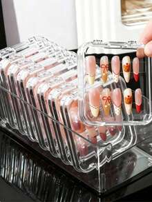 30/20/10pcs Transparent Nail Art Storage Boxes With Lid, Dust-Proof Portable Display Box, Suitable For Nail Stickers And False Nails, Large Capacity - Multicolor - View 1