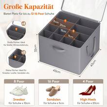 Space-Saving Shoe Storage Box With Handle, Large Capacity, For 12 To 16 Pairs Of Shoes, 1 Piece, Dimensions 43 X 43 X 32 Cm - Grey - View 2