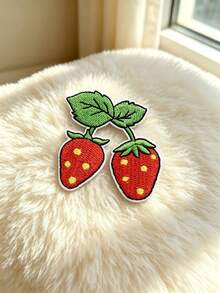 5Pcs/10Pcs Strawberry Embroidered Patch Iron On Sew On Fruit Applique For Clothing Jacket Backpack DIY Craft Decor - Strawberry - View 1