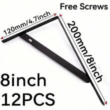 1pc 12pcs 20pcs 8 Inch Black Triangle Bracket Heavy Duty Metal Shelf Bracket Suitable For Home Kitchen Office Support Corner Bracket - A-8 Inch - View 14
