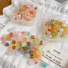 15g, 8mm/12mm Charm Gradient Acrylic Random Color Asymmetrical Beads, DIY Sweater Chain, Phone Chain, Flower Arrangement, Pet Crystal, Necklace Loose Beads Material, Suitable For Daily And Holiday Gifts - Multicolor - View 4