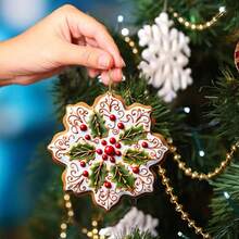 1pc New Acrylic Flat Christmas Tree 2D Snowflake Decorative Hanging Ornament Pendant - Multi-color - View 2