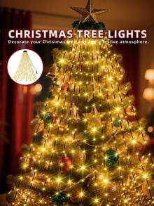 LED Christmas Indoor String Lights, Waterfall Tree Lights, USB Powered, High Brightness Fairy Lights, 8 Modes, Suitable For Garden, Patio, Home, Christmas Tree Decoration - One Size - View 7
