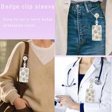 1pc Fashionable Daisy Retractable Badge Reel With Daisy Logo Badge Holder, Sturdy Metal Clip, Retractable Cord, Stylish Print With Key Ring, ID Card Holder, Work Badge Companion, Suitable For Nurses, Office, Men And Women - Simple Style - View 3