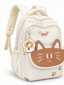 Cute Cat Ear Student Backpack, Large Capacity Lightweight Burden-Reducing School Bag For Kids, Middle School And High School Students, Casual Travel And Short Trip Bag, Multi-Compartment Waterproof Storage Backpack, Multiple Colors Available For Girls, College Style - A - View 13