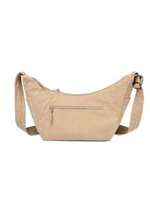 Simple Style, Large Capacity Crossbody Bag, Lightweight And Casual Dumpling Bag, Portable Travel Shoulder Commuting Bag - Apricot - View 6